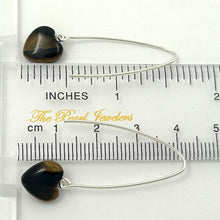 Load image into Gallery viewer, Sterling Silver Tiger Eye Heart V-Shaped Wire Dangle Earrings