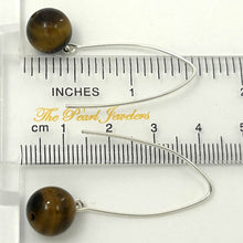 Load image into Gallery viewer, Sterling Silver Tiger Eye V-Shaped Wire Dangle Earrings