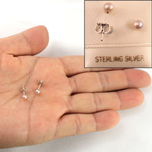 Load image into Gallery viewer, Sterling Silver Stud Earrings with Tiny Pink Pearls (3.5 mm)