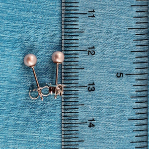 Sterling Silver Stud Earrings with Tiny Pink Pearls (3.5 mm)