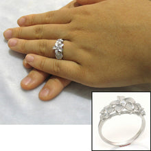 Load image into Gallery viewer, Sterling Silver Triple Plumeria Ring with Cubic Zirconia