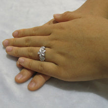 Load image into Gallery viewer, Sterling Silver Triple Plumeria Ring with Cubic Zirconia