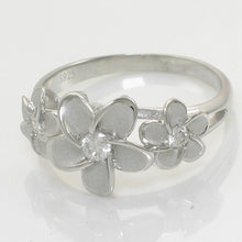 Load image into Gallery viewer, Sterling Silver Triple Plumeria Ring with Cubic Zirconia