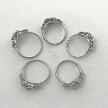 Load image into Gallery viewer, Sterling Silver Triple Plumeria Ring with Cubic Zirconia