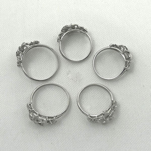 Sterling Silver Triple Plumeria Ring with Cubic Zirconia