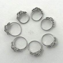 Load image into Gallery viewer, Sterling Silver Triple Plumeria Ring with Pink Cubic Zirconia