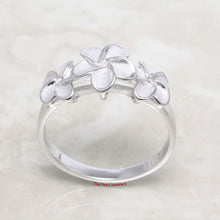 Load image into Gallery viewer, Sterling Silver Triple Plumeria Ring