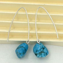 Load image into Gallery viewer, Sterling Silver Turquoise V-Shaped Wire Dangle Earrings