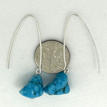 Load image into Gallery viewer, Sterling Silver Turquoise V-Shaped Wire Dangle Earrings