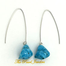 Load image into Gallery viewer, Sterling Silver Turquoise V-Shaped Wire Dangle Earrings