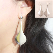 Load image into Gallery viewer, Sterling Silver Two-Tone Heart Dangle Earrings