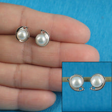 Load image into Gallery viewer, Sterling Silver White Pearl Stud Earrings – Rhodium Plated