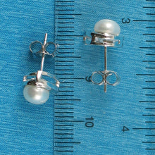 Load image into Gallery viewer, Sterling Silver White Pearl Stud Earrings – Rhodium Plated