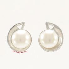 Load image into Gallery viewer, Sterling Silver White Pearl Stud Earrings – Rhodium Plated