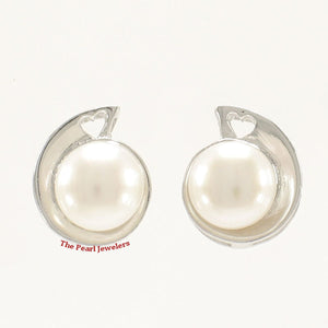 Sterling Silver White Pearl Stud Earrings – Rhodium Plated