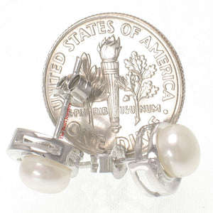 Sterling Silver White Pearl Stud Earrings – Rhodium Plated