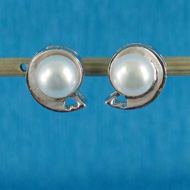 Sterling Silver White Pearl Stud Earrings – Rhodium Plated