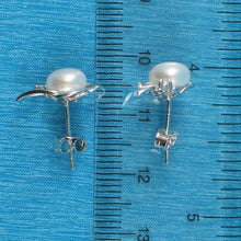 Load image into Gallery viewer, Sterling Silver White Pearl &amp; CZ Stud Earrings