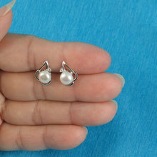 Load image into Gallery viewer, Sterling Silver White Pearl &amp; CZ Stud Earrings
