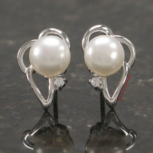 Load image into Gallery viewer, Sterling Silver Cultured Pearl &amp; CZ Stud Earrings (White, Black, Pink)