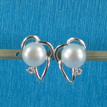Load image into Gallery viewer, Sterling Silver White Pearl &amp; CZ Stud Earrings