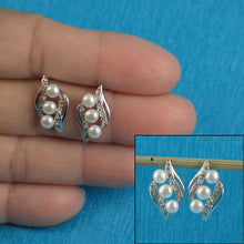 Load image into Gallery viewer, Sterling Silver White Pearl &amp; Cubic Zirconia Stud Earrings