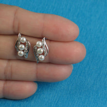 Load image into Gallery viewer, Sterling Silver White Pearl &amp; Cubic Zirconia Stud Earrings