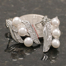 Load image into Gallery viewer, Sterling Silver White Pearl &amp; Cubic Zirconia Stud Earrings