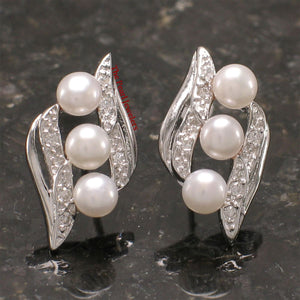 Sterling Silver White Pearl & Cubic Zirconia Stud Earrings