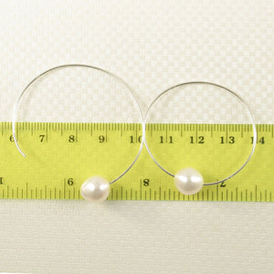 Sterling Silver White Pearl Endless Hoop Earrings