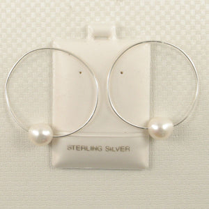 Sterling Silver White Pearl Endless Hoop Earrings