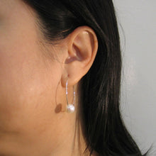 Load image into Gallery viewer, Sterling Silver White Pearl Endless Hoop Earrings