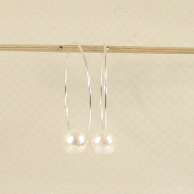 Sterling Silver White Pearl Endless Hoop Earrings