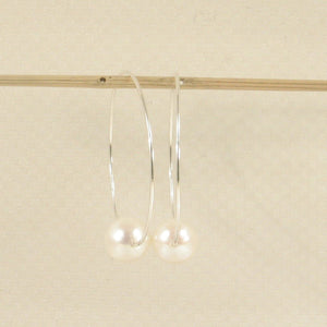 Sterling Silver White Pearl Endless Hoop Earrings