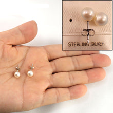 Load image into Gallery viewer, Sterling Silver White Pearl Stud Earrings (6–6.5mm)