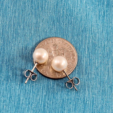 Load image into Gallery viewer, Sterling Silver White Pearl Stud Earrings (6–6.5mm)
