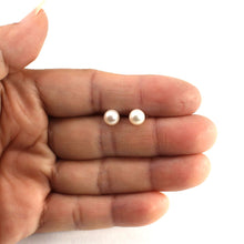 Load image into Gallery viewer, Sterling Silver White Pearl Stud Earrings (6–6.5mm)