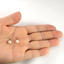 Load image into Gallery viewer, Sterling Silver White Pearl Stud Earrings (6–6.5mm)