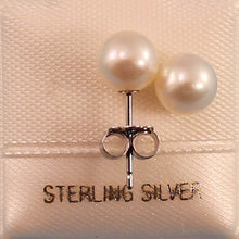 Load image into Gallery viewer, Sterling Silver White Pearl Stud Earrings (6–6.5mm)