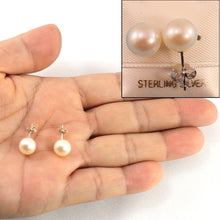 Load image into Gallery viewer, Sterling Silver White Pearl Stud Earrings (8–8.5mm)