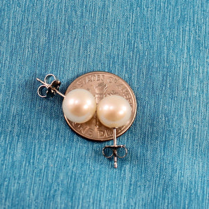 Sterling Silver White Pearl Stud Earrings (8–8.5mm)