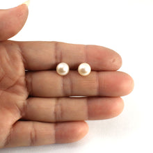 Load image into Gallery viewer, Sterling Silver White Pearl Stud Earrings (8–8.5mm)