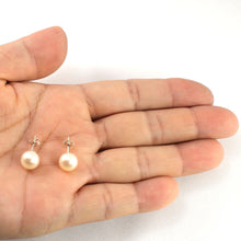 Load image into Gallery viewer, Sterling Silver White Pearl Stud Earrings (8–8.5mm)