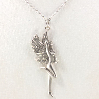 Sterling Silver Winged Fairy Pendant Necklace
