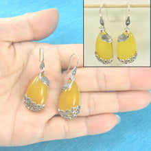 Load image into Gallery viewer, Sterling Silver Yellow Agate Cabochon Hook Earrings