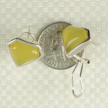 Load image into Gallery viewer, Sterling Silver Yellow Agate Diamond Omega Back Earrings