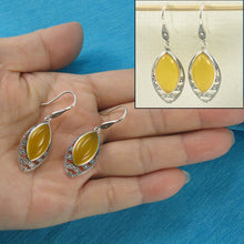 Load image into Gallery viewer, Sterling Silver Yellow Agate Marquise Hook Earrings