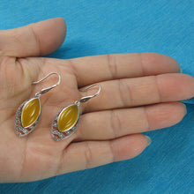 Load image into Gallery viewer, Sterling Silver Yellow Agate Marquise Hook Earrings