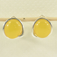 Load image into Gallery viewer, Sterling Silver Yellow Agate Oval Omega Back Earrings