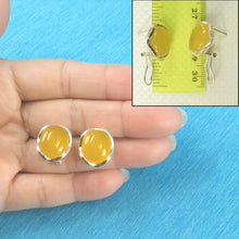 Load image into Gallery viewer, Sterling Silver Yellow Agate Oval Omega Back Earrings